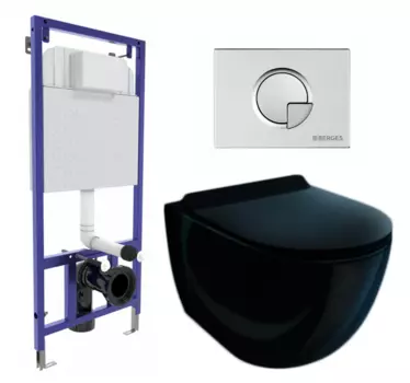 Комплект 3 в 1 инсталляция Berges Wasserhaus Novum 040222 + Унитаз подвесной Esbano Garcia ESUPGARCB + кнопка хром матовая
