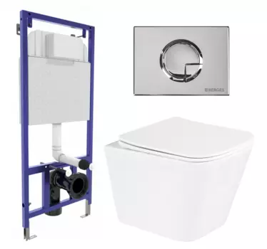 Комплект 3 в 1 инсталляция Berges Wasserhaus Novum 040223 + Унитаз подвесной BelBagno Due BB3103CHR/SC + кнопка хром