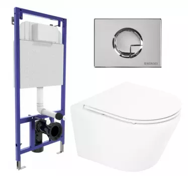 Комплект 3 в 1 инсталляция Berges Wasserhaus Novum 040223 + Унитаз подвесной BelBagno Tre BB8001CHR/SC + кнопка хром