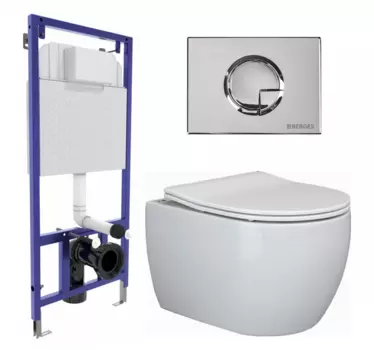 Комплект 3 в 1 инсталляция Berges Wasserhaus Novum 040223 + Унитаз подвесной Ceramica Nova Play CN3001 + кнопка хром