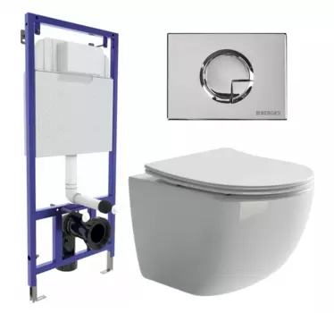 Комплект 3 в 1 инсталляция Berges Wasserhaus Novum 040223 + Унитаз подвесной Ceramica Nova Forma CN3009 + кнопка хром