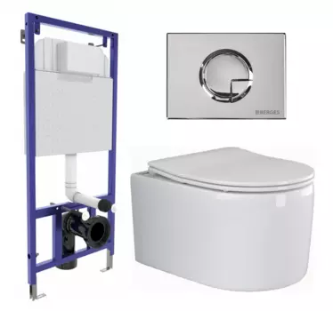 Комплект 3 в 1 инсталляция Berges Wasserhaus Novum 040223 + Унитаз подвесной Ceramica Nova Moments CN3003 + кнопка хром