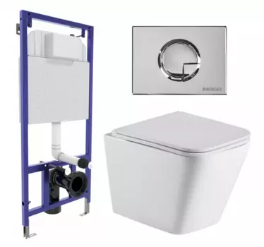 Комплект 3 в 1 инсталляция Berges Wasserhaus Novum 040223 + Подвесной унитаз WeltWasser Gelbach 043 GL-WT + кнопка хром