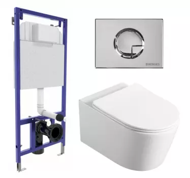 Комплект 3 в 1 инсталляция Berges Wasserhaus Novum 040223 + Унитаз Vincea Cute VT1-24 + кнопка хром