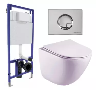 Комплект 3 в 1 инсталляция Berges Wasserhaus Novum 040223 + Унитаз подвесной Esbano Lotus ESUPLOTUW + кнопка хром