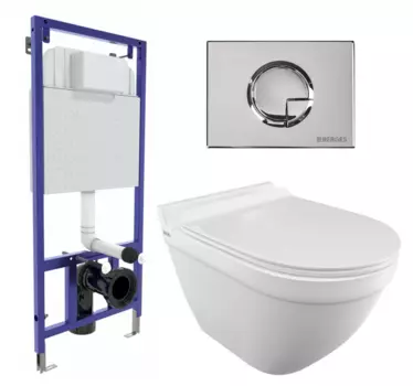 Комплект 3 в 1 инсталляция Berges Wasserhaus Novum 040223 + Унитаз подвесной Iddis Cloud CLORDSEi25 + кнопка хром