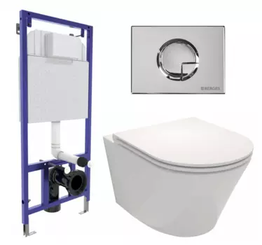 Комплект 3 в 1 инсталляция Berges Wasserhaus Novum 040223 + Унитаз подвесной Jacob Delafon Rodin+ EDY102-00 + кнопка хром