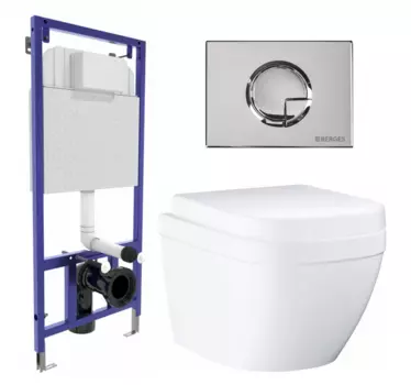 Комплект 3 в 1 инсталляция Berges Wasserhaus Novum 040223 + Унитаз подвесной Grohe Euro Ceramic 39206000 + кнопка хром