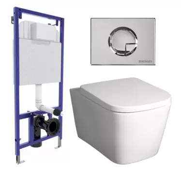 Комплект 3 в 1 инсталляция Berges Wasserhaus Novum 040223 + Унитаз подвесной BelBagno Albano BB120CHR + кнопка хром