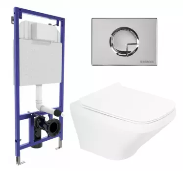 Комплект 3 в 1 инсталляция Berges Wasserhaus Novum 040223 + Унитаз подвесной BelBagno Sela BB3201CHR + кнопка хром