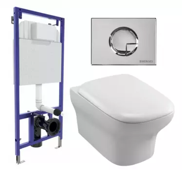 Комплект 3 в 1 инсталляция Berges Wasserhaus Novum 040223 + Унитаз подвесной Jacob Delafon Vox EDM102-00 + кнопка хром