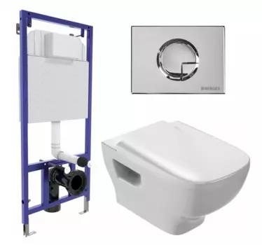 Комплект 3 в 1 инсталляция Berges Wasserhaus Novum 040223 + Унитаз подвесной Jacob Delafon Struktura EDE102-00 + кнопка хром