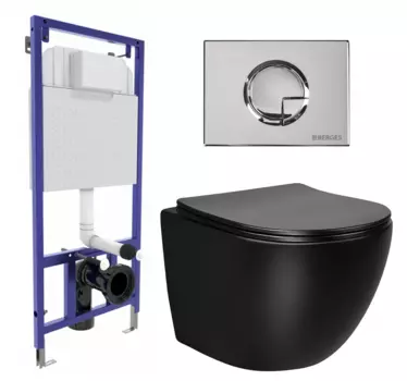 Комплект 3 в 1 инсталляция Berges Wasserhaus Novum 040223 + Унитаз Vincea Globo VT1-14MB + кнопка хром