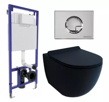 Комплект 3 в 1 инсталляция Berges Wasserhaus Novum 040223 + Унитаз подвесной Esbano Garcia + кнопка хром