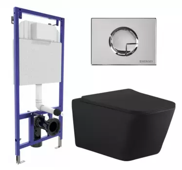 Комплект 3 в 1 инсталляция Berges Wasserhaus Novum 040223 + Унитаз подвесной Aquanet Tavr-W BW 287011 + кнопка хром