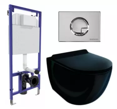 Комплект 3 в 1 инсталляция Berges Wasserhaus Novum 040223 + Унитаз подвесной Esbano Garcia ESUPGARCB + кнопка хром