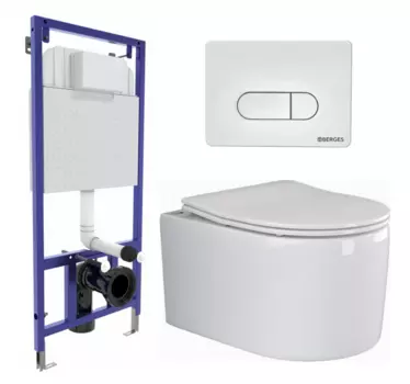 Комплект 3 в 1 инсталляция Berges Wasserhaus Novum 040231 + Унитаз подвесной Ceramica Nova Moments CN3003 + кнопка белая