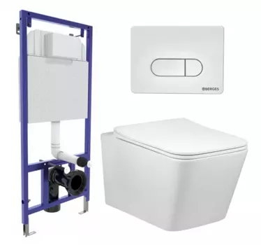 Комплект 3 в 1 инсталляция Berges Wasserhaus Novum 040231 + Унитаз Vincea Q-Line VT1-12 + кнопка белая