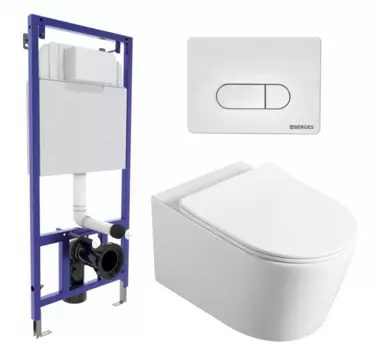Комплект 3 в 1 инсталляция Berges Wasserhaus Novum 040231 + Унитаз Vincea Cute VT1-24 + кнопка белая