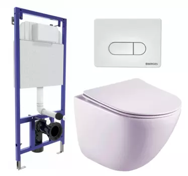 Комплект 3 в 1 инсталляция Berges Wasserhaus Novum 040231 + Унитаз подвесной Esbano Lotus ESUPLOTUW + кнопка белая