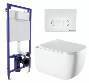 Комплект 3 в 1 инсталляция Berges Wasserhaus Novum 040231 + Унитаз подвесной Vincea Form VT1-35 + кнопка белая