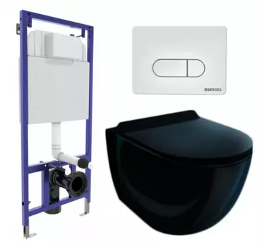 Комплект 3 в 1 инсталляция Berges Wasserhaus Novum 040231 + Унитаз подвесной Esbano Garcia ESUPGARCB + кнопка белая