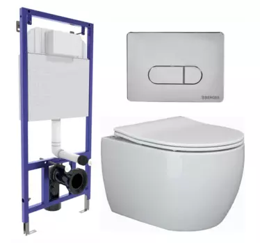 Комплект 3 в 1 инсталляция Berges Wasserhaus Novum 040233 + Унитаз подвесной Ceramica Nova Play CN3001 + кнопка хром