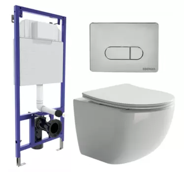 Комплект 3 в 1 инсталляция Berges Wasserhaus Novum 040233 + Унитаз подвесной Ceramica Nova Forma CN3009 + кнопка хром