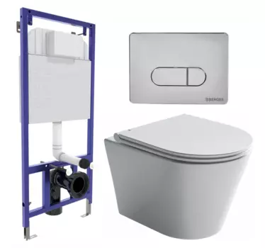 Комплект 3 в 1 инсталляция Berges Wasserhaus Novum 040233 + Унитаз подвесной Ceramica Nova Forma CN3011 + кнопка хром