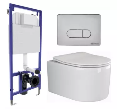 Комплект 3 в 1 инсталляция Berges Wasserhaus Novum 040233 + Унитаз подвесной Ceramica Nova Moments CN3003 + кнопка хром