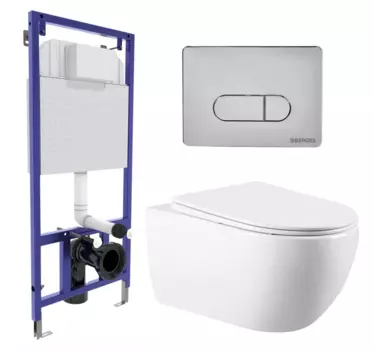 Комплект 3 в 1 инсталляция Berges Wasserhaus Novum 040233 + Унитаз подвесной Vincea Evo VT1-34 + кнопка хром