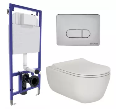 Комплект 3 в 1 инсталляция Berges Wasserhaus Novum 040233 + Унитаз подвесной Berges Wasserhaus Ego XL 082118 + кнопка хром