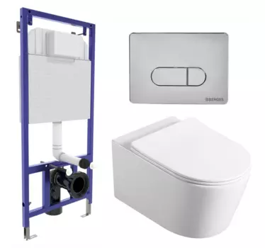 Комплект 3 в 1 инсталляция Berges Wasserhaus Novum 040233 + Унитаз Vincea Cute VT1-24 + кнопка хром