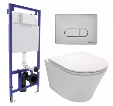 Комплект 3 в 1 инсталляция Berges Wasserhaus Novum 040233 + Унитаз подвесной Jacob Delafon Rodin+ EDY102-00 + кнопка хром