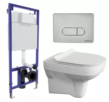 Комплект 3 в 1 инсталляция Berges Wasserhaus Novum 040233 + Унитаз подвесной Cersanit City New + кнопка хром