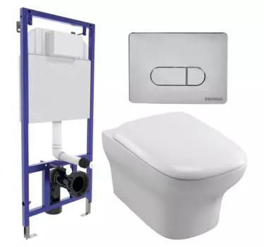 Комплект 3 в 1 инсталляция Berges Wasserhaus Novum 040233 + Унитаз подвесной Jacob Delafon Vox EDM102-00 + кнопка хром