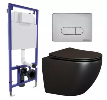Комплект 3 в 1 инсталляция Berges Wasserhaus Novum 040233 + Унитаз подвесной Ceramica Nova Metropol CN4002MB + кнопка хром