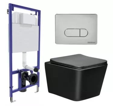 Комплект 3 в 1 инсталляция Berges Wasserhaus Novum 040233 + Унитаз Vincea Q-Line VT1-12MB + кнопка хром