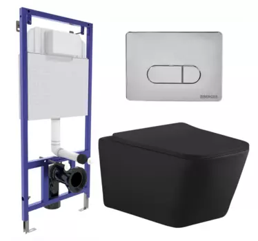 Комплект 3 в 1 инсталляция Berges Wasserhaus Novum 040233 + Унитаз подвесной Aquanet Tavr-W BW 287011 + кнопка хром