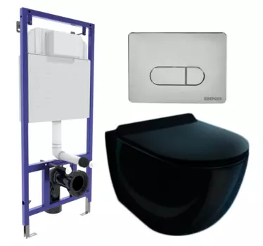 Комплект 3 в 1 инсталляция Berges Wasserhaus Novum 040233 + Унитаз подвесной Esbano Garcia ESUPGARCB + кнопка хром