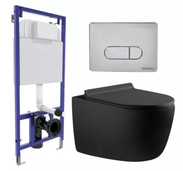 Комплект 3 в 1 инсталляция Berges Wasserhaus Novum 040233 + Унитаз подвесной Aquanet Cetus 287008 + кнопка хром