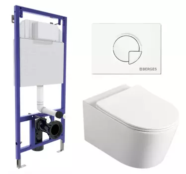 Комплект 3 в 1 инсталляция Berges Wasserhaus Novum 040221 + Унитаз Vincea Cute VT1-24 + кнопка белая
