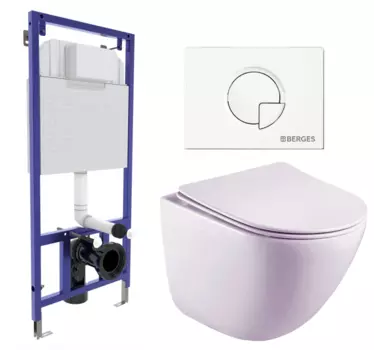Комплект 3 в 1 инсталляция Berges Wasserhaus Novum 040221 + Унитаз подвесной Esbano Lotus ESUPLOTUW + кнопка белая