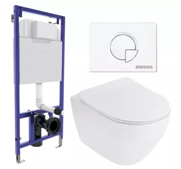 Комплект 3 в 1 инсталляция Berges Wasserhaus Novum 040221 + Унитаз подвесной Cezares Stylus CZR-513-TH-R + кнопка белая 040221+CZR-513-TH-R+CZR-2011-SC