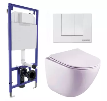 Комплект 3 в 1 инсталляция Berges Wasserhaus Novum 040241 + Унитаз подвесной Esbano Lotus ESUPLOTUW + кнопка белая