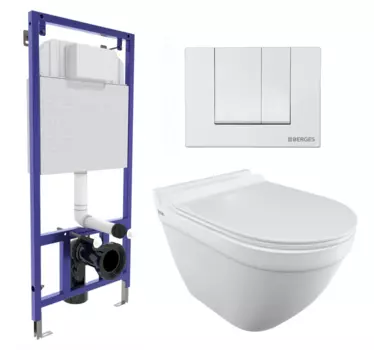 Комплект 3 в 1 инсталляция Berges Wasserhaus Novum 040241 + Унитаз подвесной Iddis Cloud CLORDSEi25 + кнопка белая