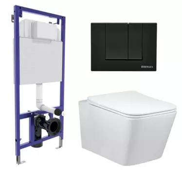 Комплект 3 в 1 инсталляция Berges Wasserhaus Novum 040245 + Унитаз Vincea Q-Line VT1-12 + кнопка черная 040245+VT1-12