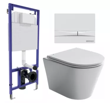 Комплект 3 в 1 инсталляция Berges Wasserhaus Novum 040250 + Унитаз подвесной Ceramica Nova Forma CN3011 + кнопка белая 040250+CN3011