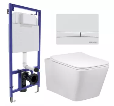 Комплект 3 в 1 инсталляция Berges Wasserhaus Novum 040250 + Унитаз Vincea Q-Line VT1-12 + кнопка белая 040250+VT1-12