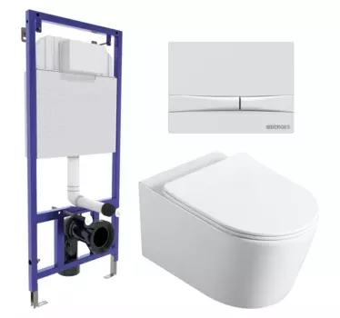 Комплект 3 в 1 инсталляция Berges Wasserhaus Novum 040250 + Унитаз Vincea Cute VT1-24 + кнопка белая 040250+VT1-24
